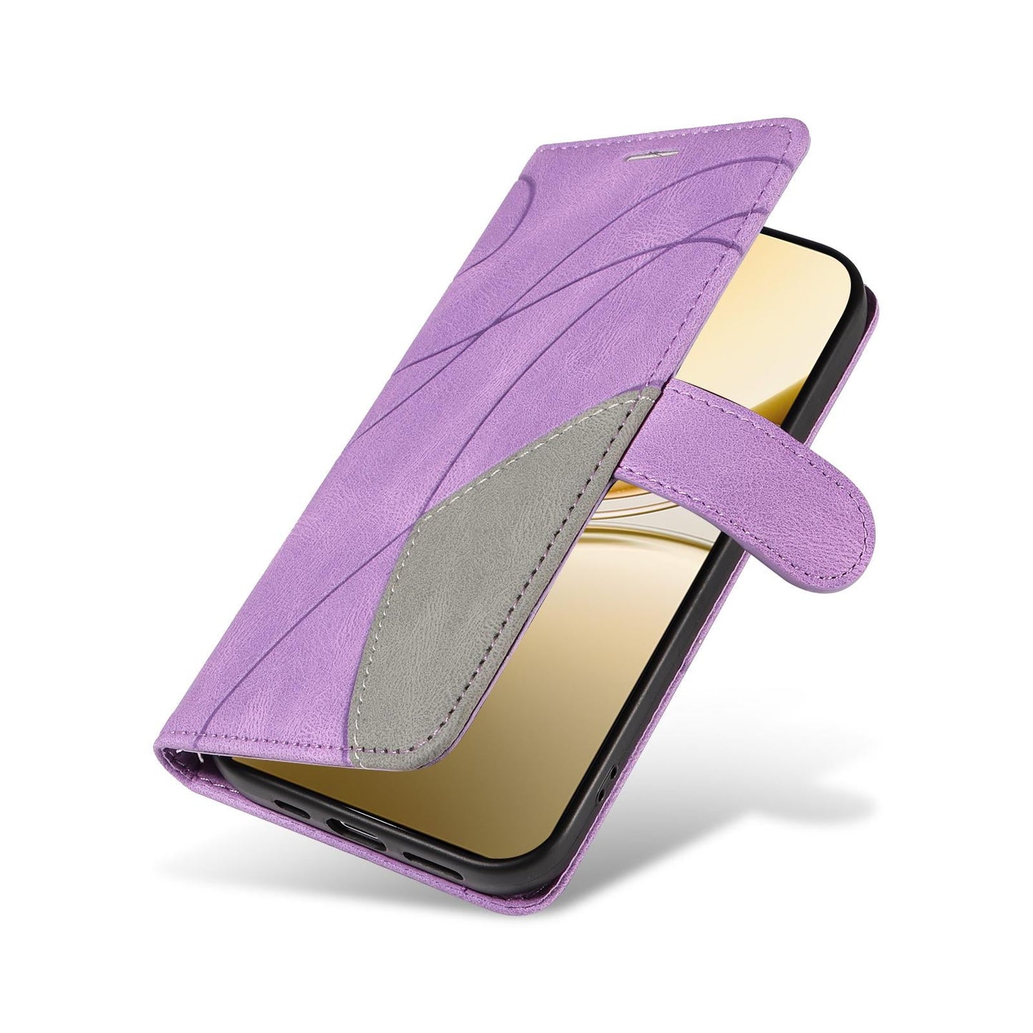 For vivo V50 5G Global Dual-color Splicing Flip Leather Phone Case(Purple)