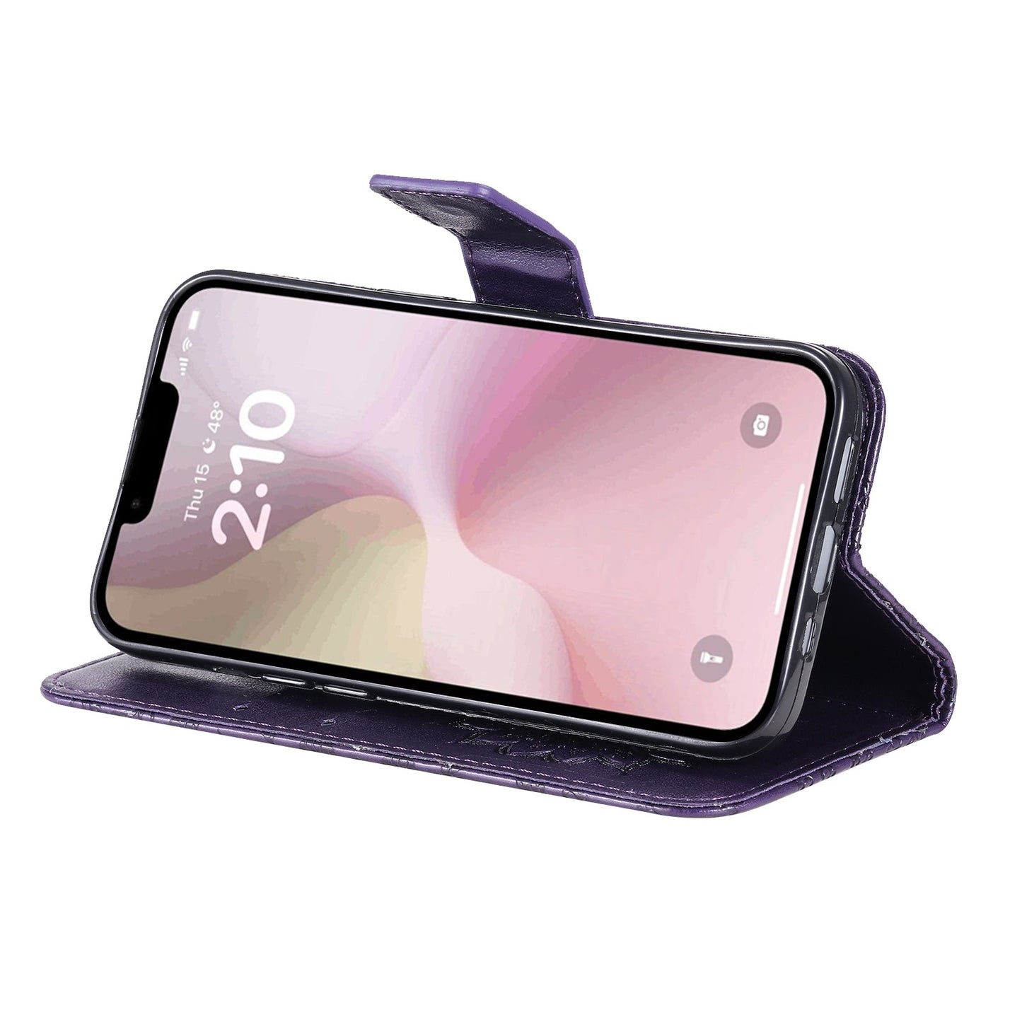 For iPhone 16e Embossed Sunflower Pattern Flip Leather Phone Case(Purple)