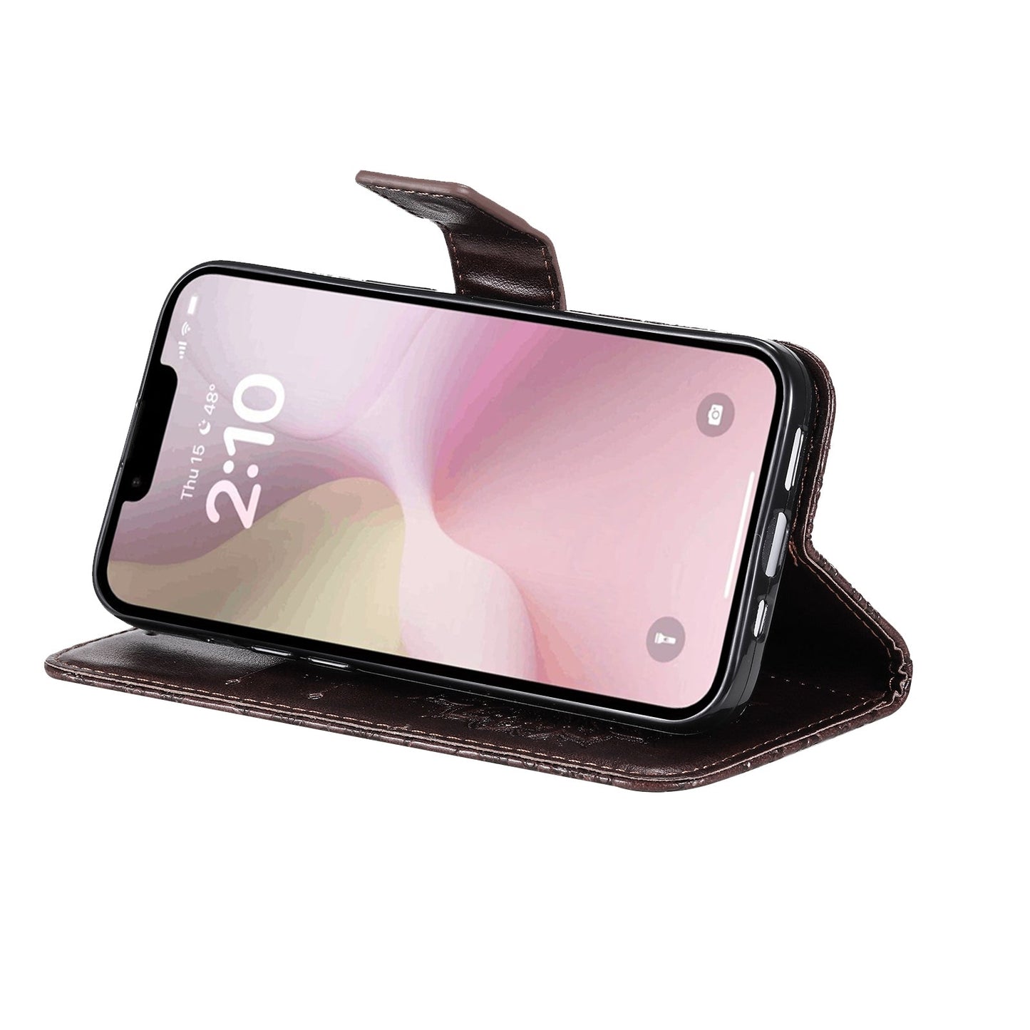 For iPhone 16e Embossed Sunflower Pattern Flip Leather Phone Case(Brown)