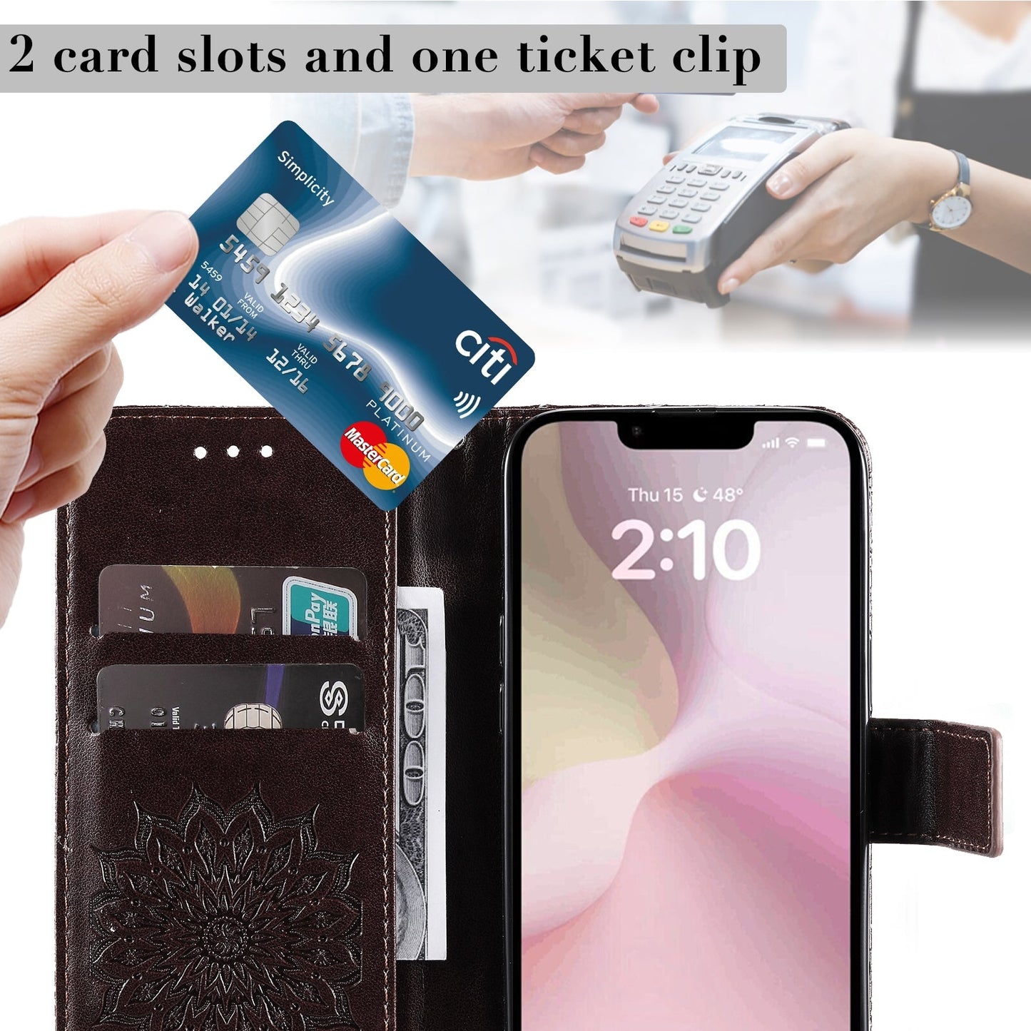 For iPhone 16e Embossed Sunflower Pattern Flip Leather Phone Case(Brown)