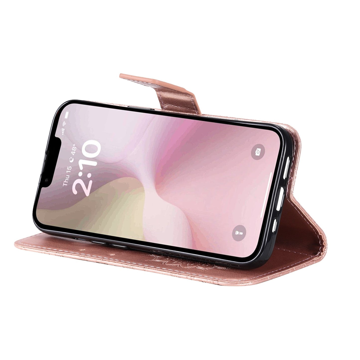 For iPhone 16e Embossed Sunflower Pattern Flip Leather Phone Case(Rose Gold)