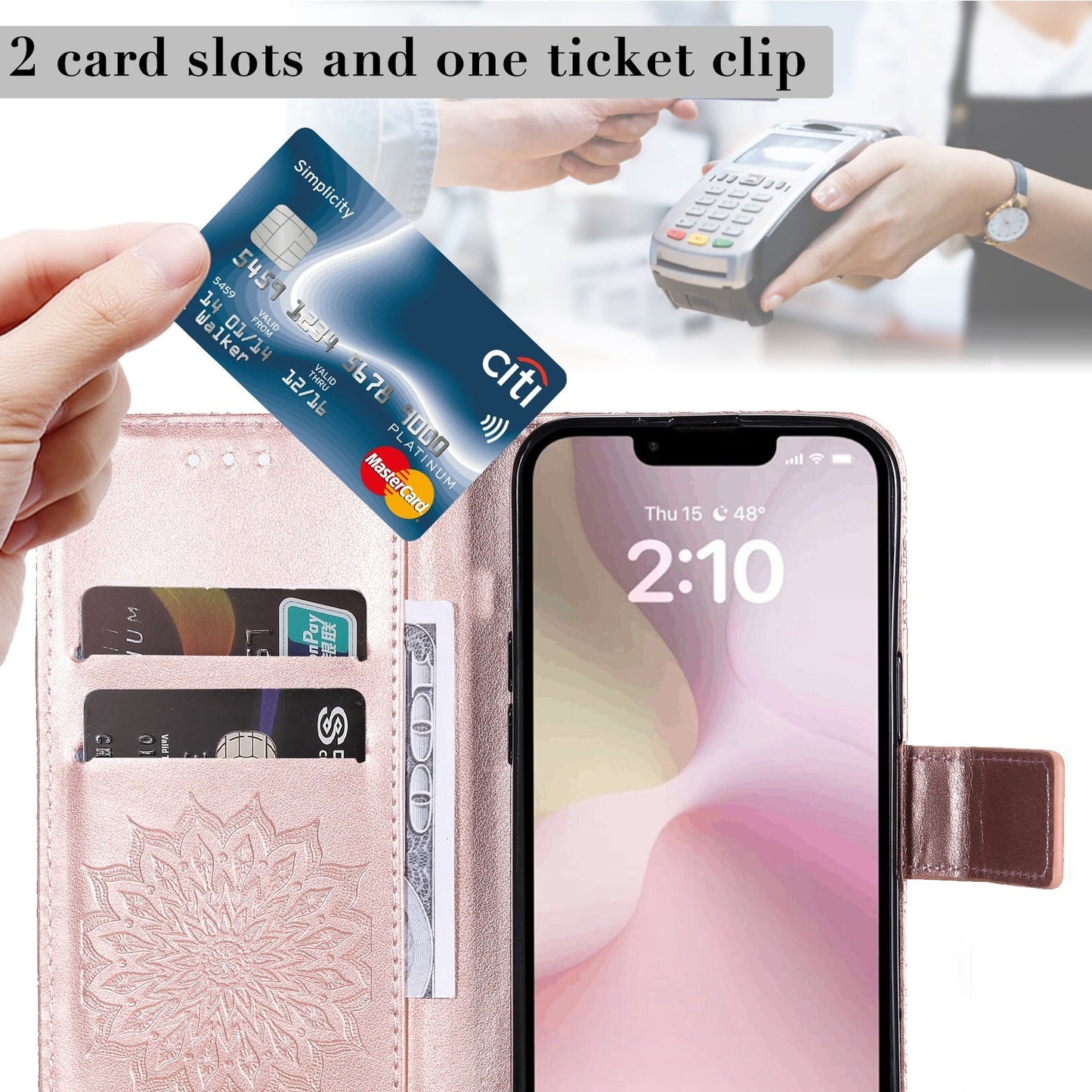 For iPhone 16e Embossed Sunflower Pattern Flip Leather Phone Case(Rose Gold)