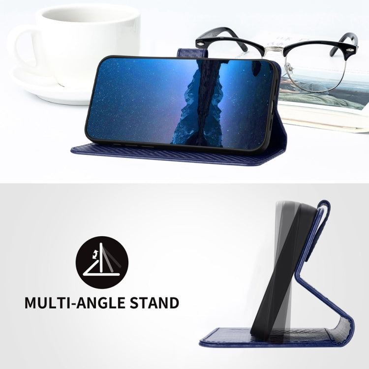 For Honor X8b YX0070 Carbon Fiber Buckle Leather Phone Case with Lanyard(Royal Blue)