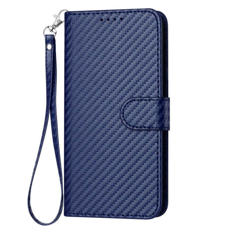 For Honor X9b YX0070 Carbon Fiber Buckle Leather Phone Case with Lanyard(Royal Blue)