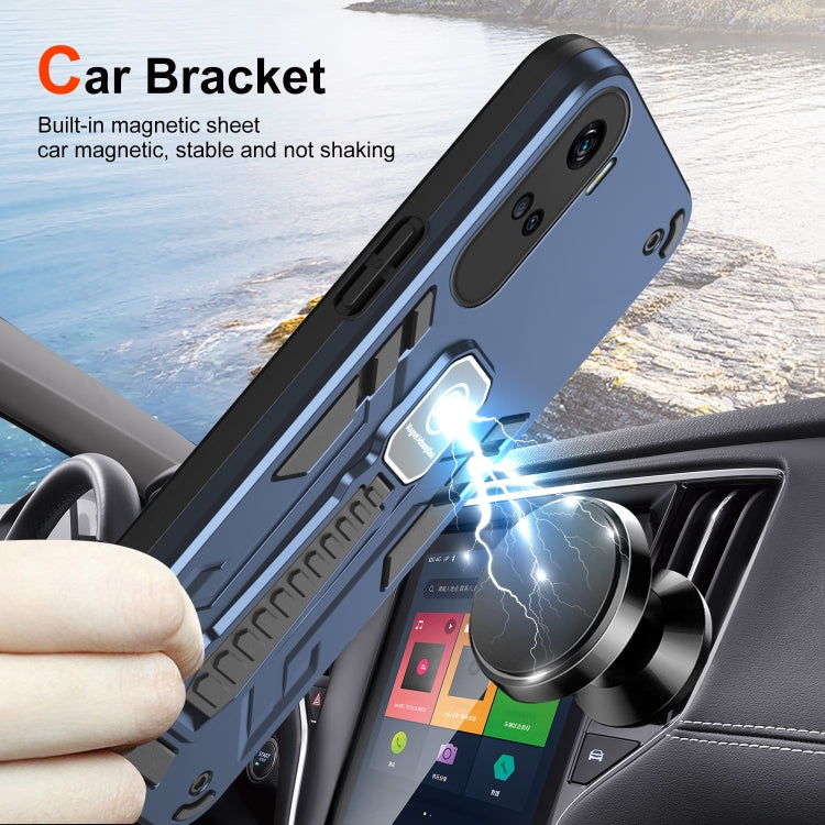 For Honor 90 Lite Shockproof Holder Phone Case(Blue)