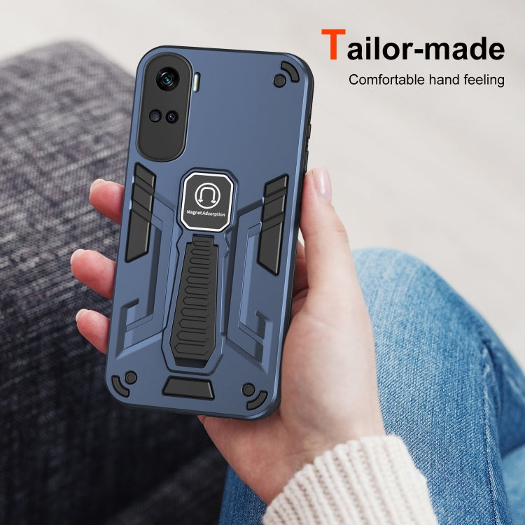 For Honor 90 Lite Shockproof Holder Phone Case(Blue)