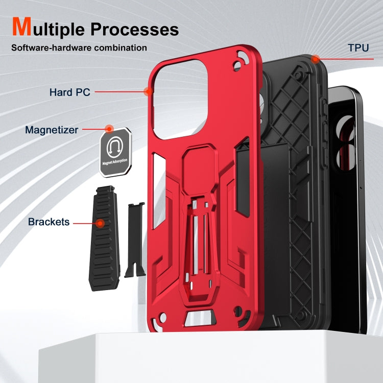 For Honor X7a Shockproof Holder Phone Case(Red)