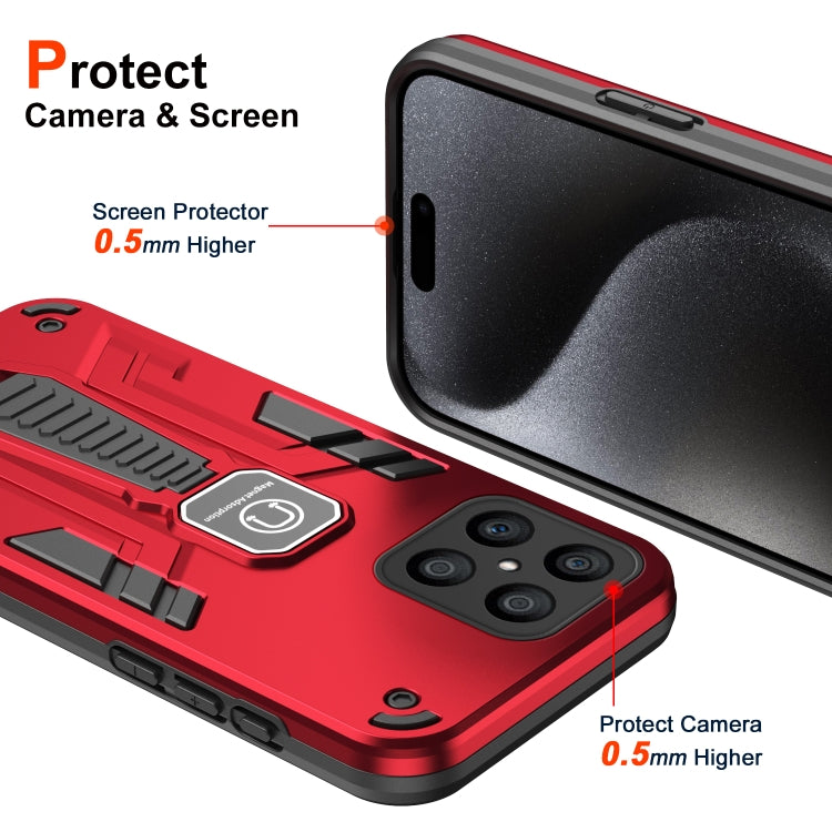For Honor X8 Shockproof Holder Phone Case(Red)