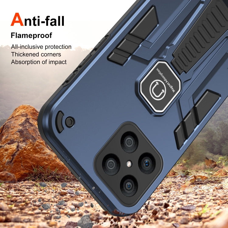 For Honor X8 Shockproof Holder Phone Case(Blue)