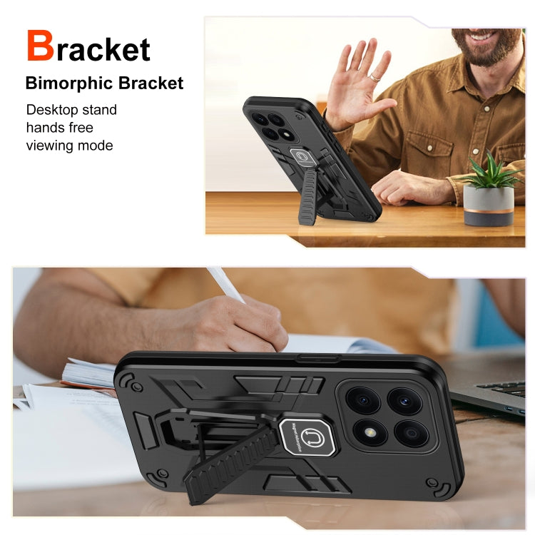 For Honor X8a Shockproof Holder Phone Case(Black)