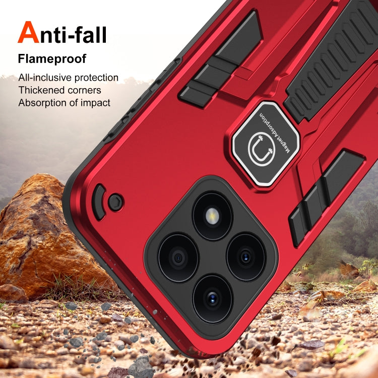 For Honor X8a Shockproof Holder Phone Case(Red)