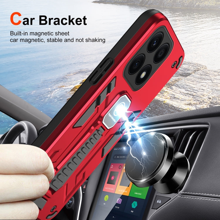 For Honor X8a Shockproof Holder Phone Case(Red)