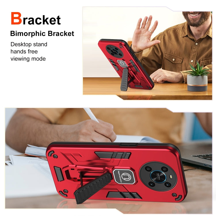 For Honor X9 Shockproof Holder Phone Case(Red)
