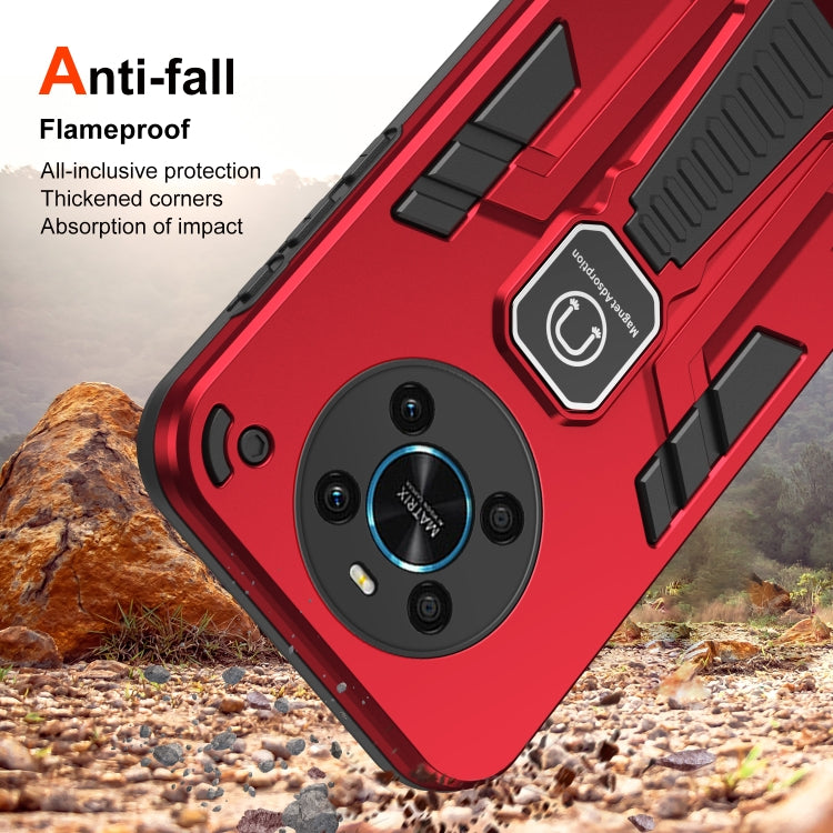 For Honor X9 Shockproof Holder Phone Case(Red)