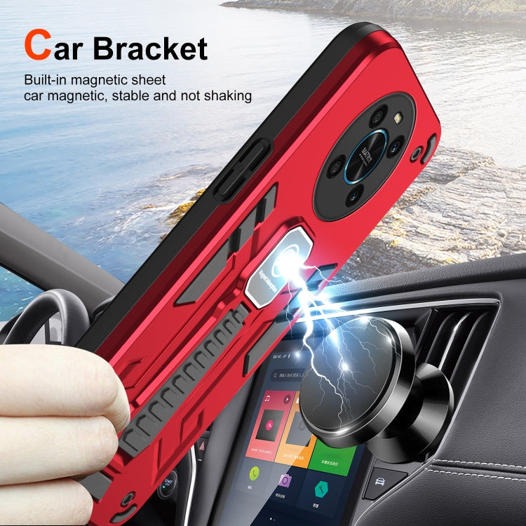 For Honor X9 Shockproof Holder Phone Case(Red)