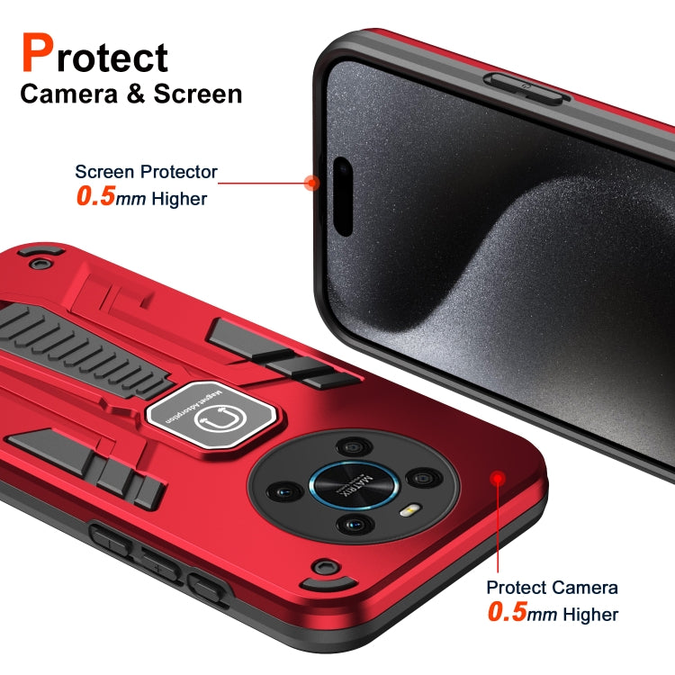 For Honor X9 Shockproof Holder Phone Case(Red)