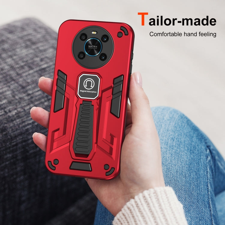 For Honor X9 Shockproof Holder Phone Case(Red)