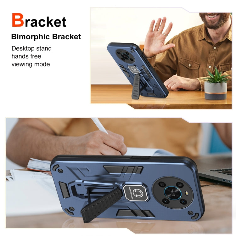 For Honor X9 Shockproof Holder Phone Case(Blue)