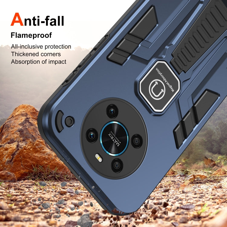 For Honor X9 Shockproof Holder Phone Case(Blue)