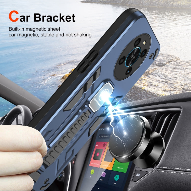 For Honor X9 Shockproof Holder Phone Case(Blue)