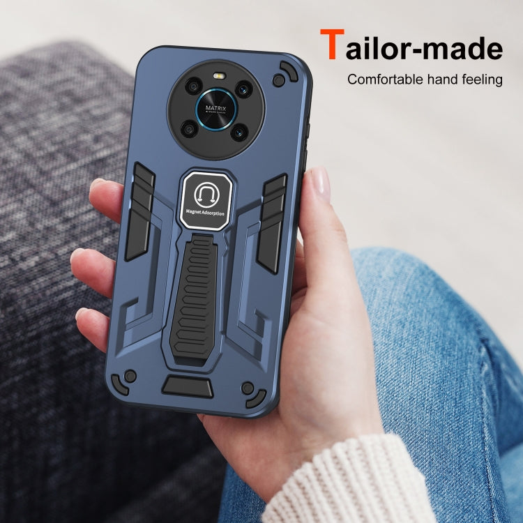 For Honor X9 Shockproof Holder Phone Case(Blue)