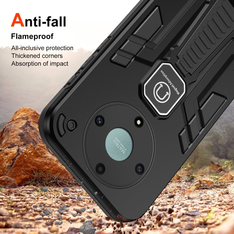 For Honor X9a Shockproof Holder Phone Case(Black)