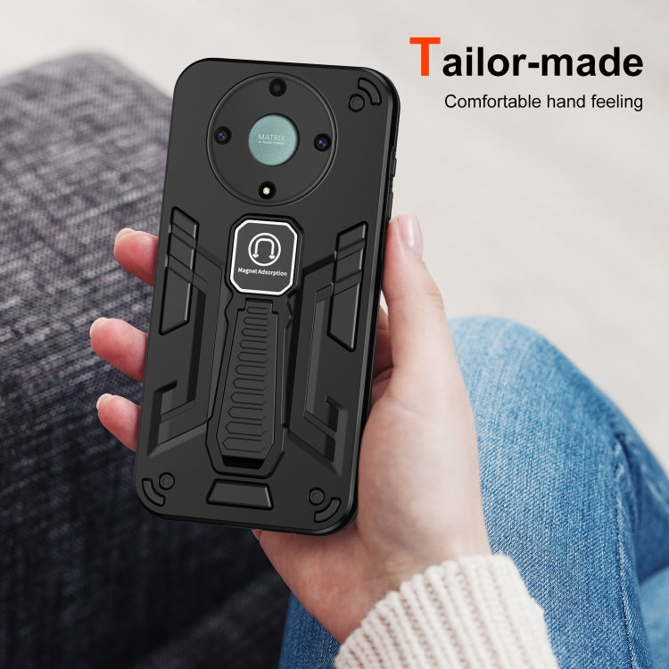 For Honor X9a Shockproof Holder Phone Case(Black)
