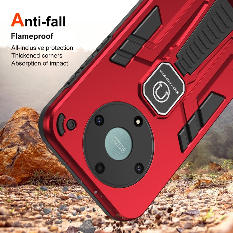 For Honor X9a Shockproof Holder Phone Case(Red)