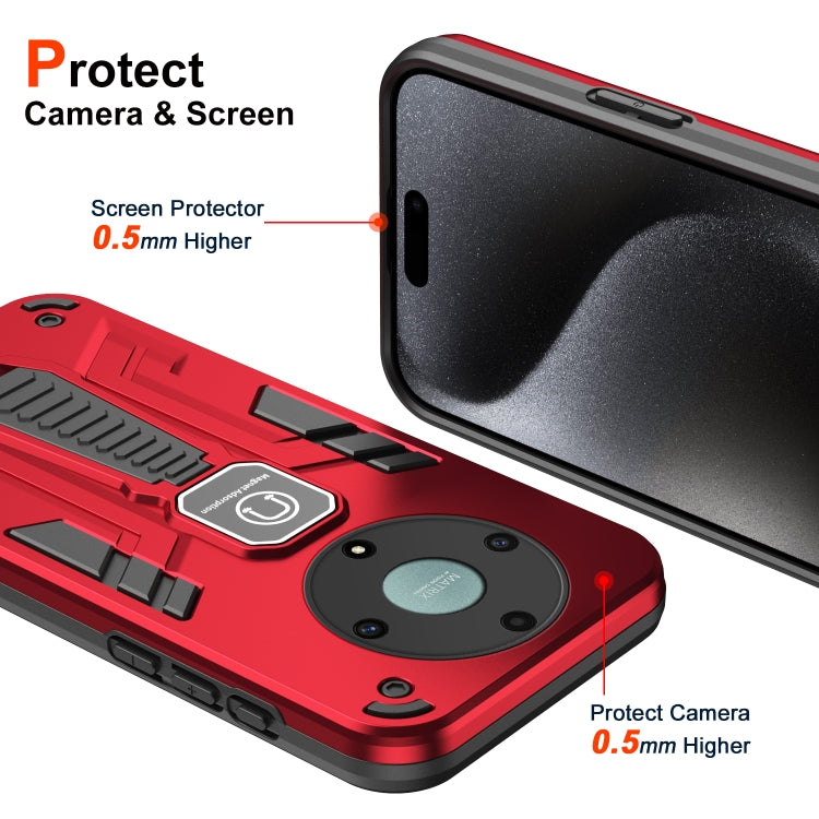For Honor X9a Shockproof Holder Phone Case(Red)