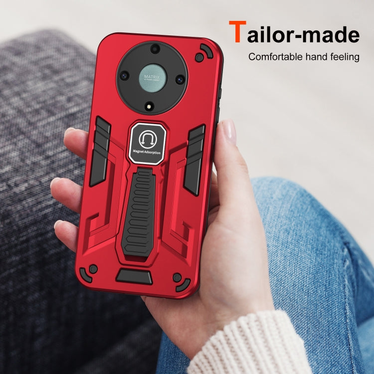 For Honor X9a Shockproof Holder Phone Case(Red)