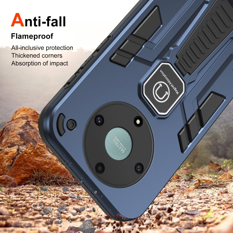 For Honor X9a Shockproof Holder Phone Case(Blue)