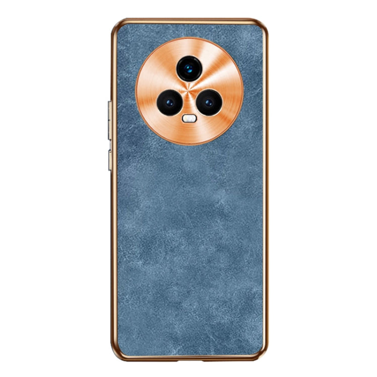 For Honor Magic5 Electroplating Lambskin Leather Phone Case(Blue)