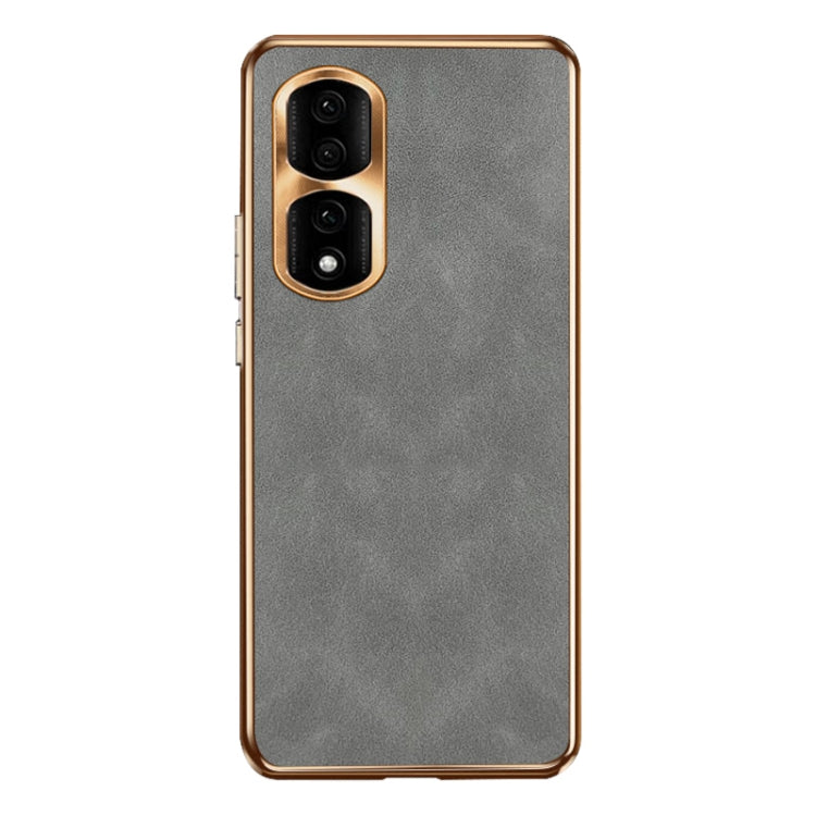 For Honor 90 Pro Electroplating Lambskin Leather Phone Case(Grey)