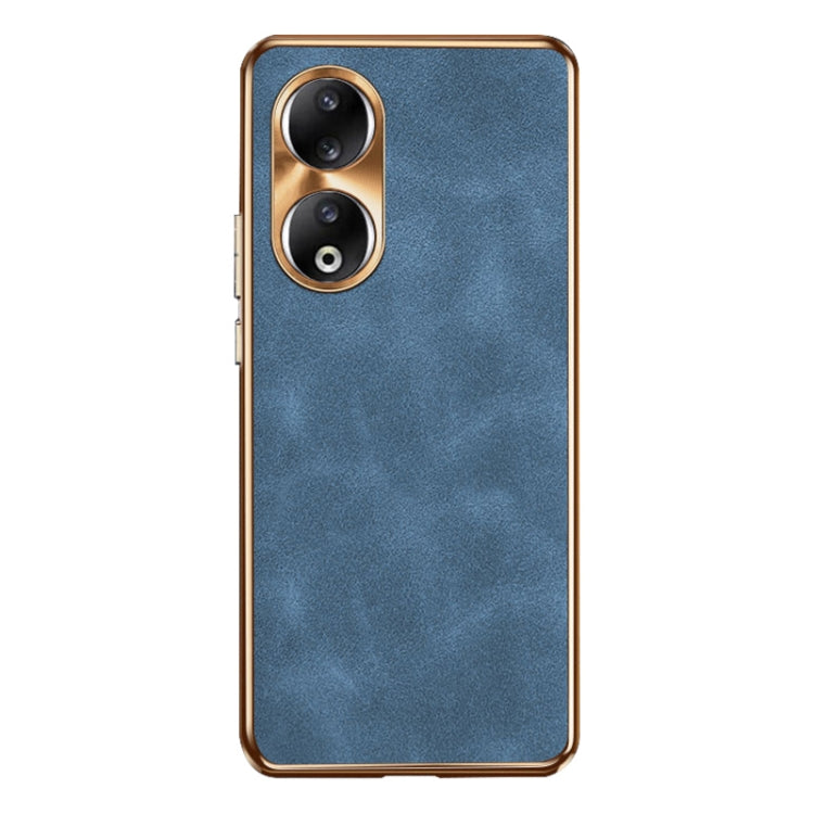 For Honor 90 Electroplating Lambskin Leather Phone Case(Blue)