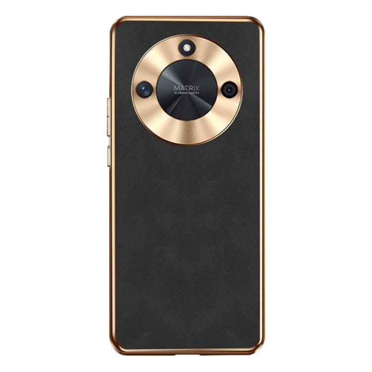 For Honor X50 Electroplating Lambskin Leather Phone Case(Black)