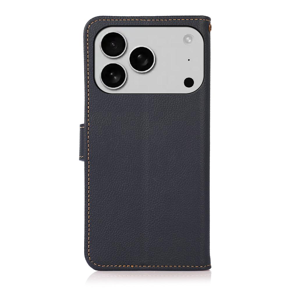 Compatible with iPhone 18 Pro Max & 17 Pro Max KHAZNEH Custer Leather RFID Phone Case - Blue