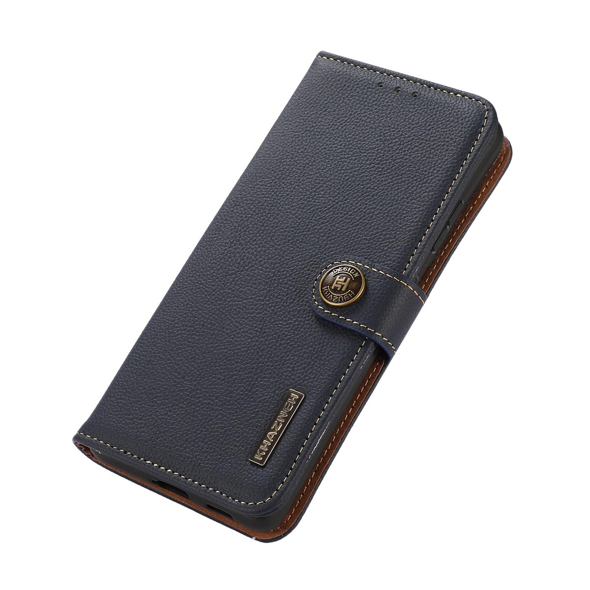 Compatible with iPhone 18 Pro Max & 17 Pro Max KHAZNEH Custer Leather RFID Phone Case - Blue