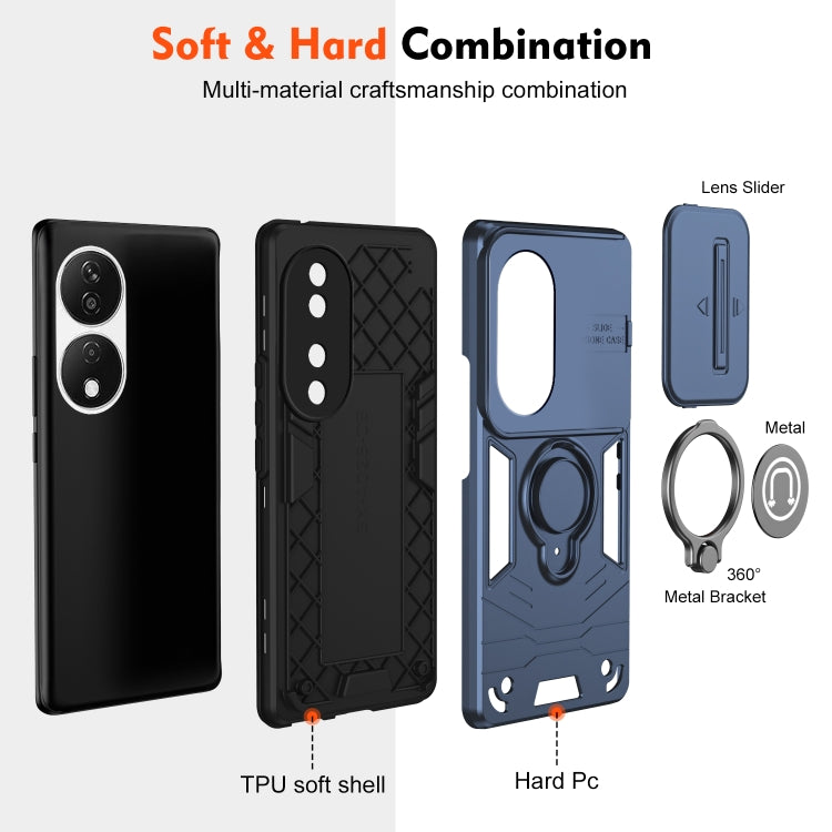 For Honor X7b Camshield Ring Holder Phone Case(Royal Blue)