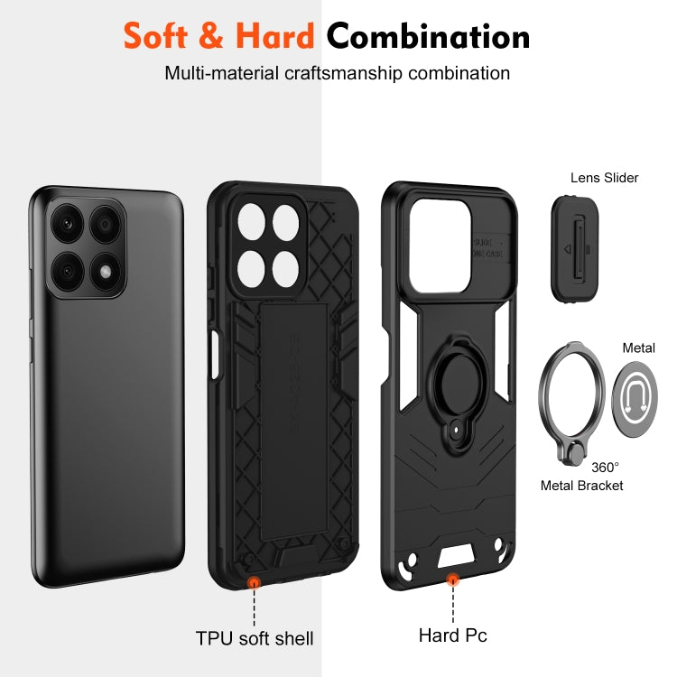 For Honor X8b Camshield Ring Holder Phone Case(Black)