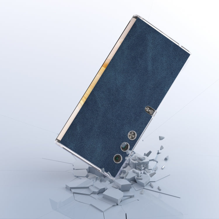 For Honor V Purse PU Leather Transparent Edge Phone Case(Blue)