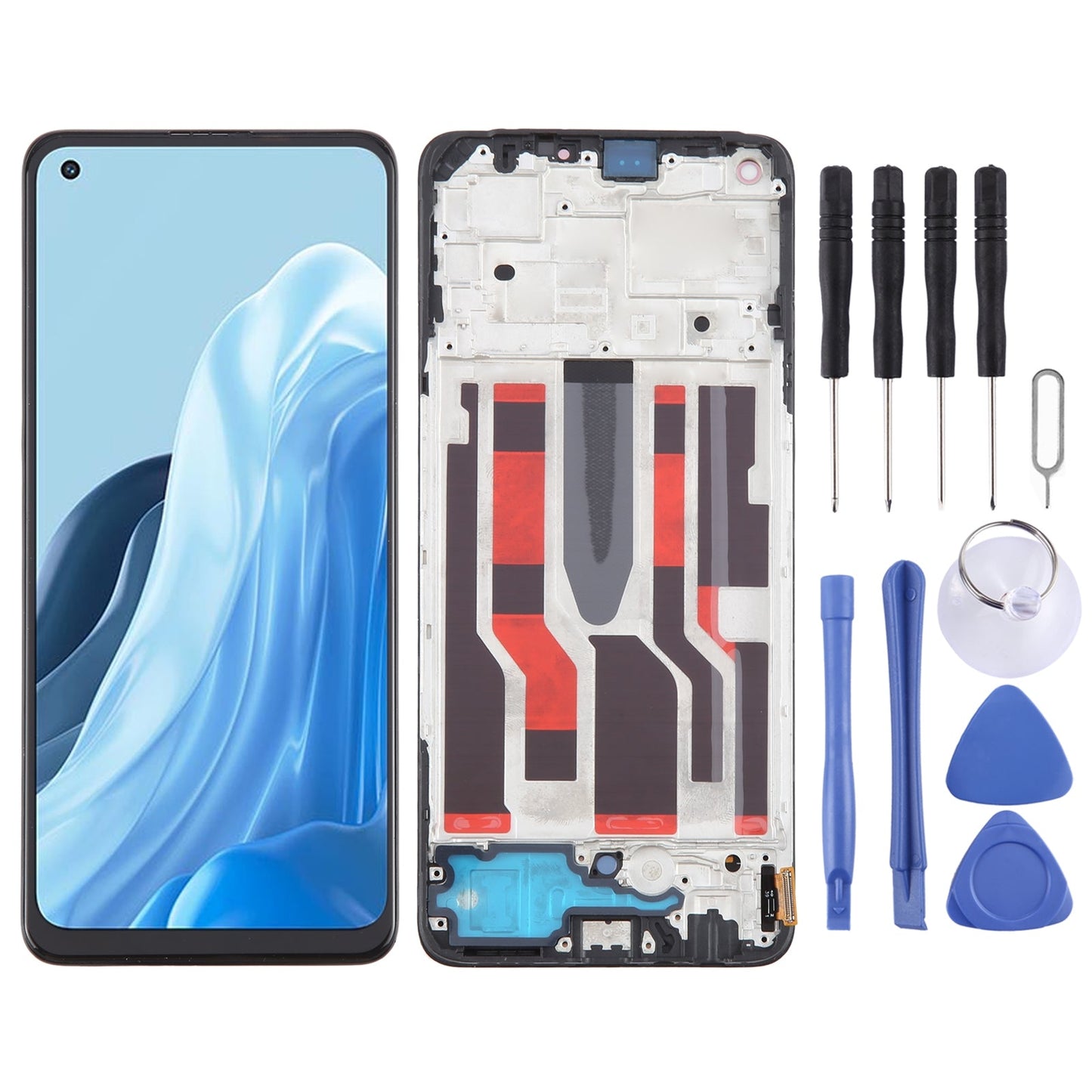 For OPPO Reno8 Lite 5G OLED LCD Screen Digitizer Full Assembly with Frame