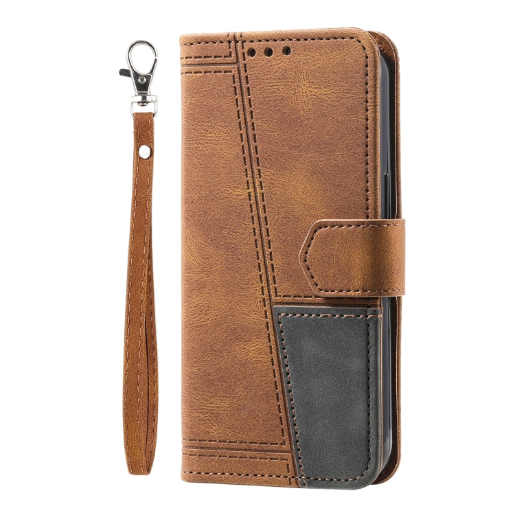 For Honor 200 Lite TTUDRCH Embossed Line Splicing Leather Phone Case(Brown)