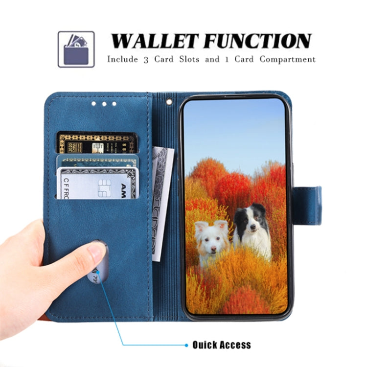 For Honor 200 Lite TTUDRCH Embossed Line Splicing Leather Phone Case(Blue)