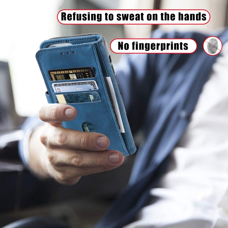 For Honor 200 Lite TTUDRCH Embossed Line Splicing Leather Phone Case(Blue)