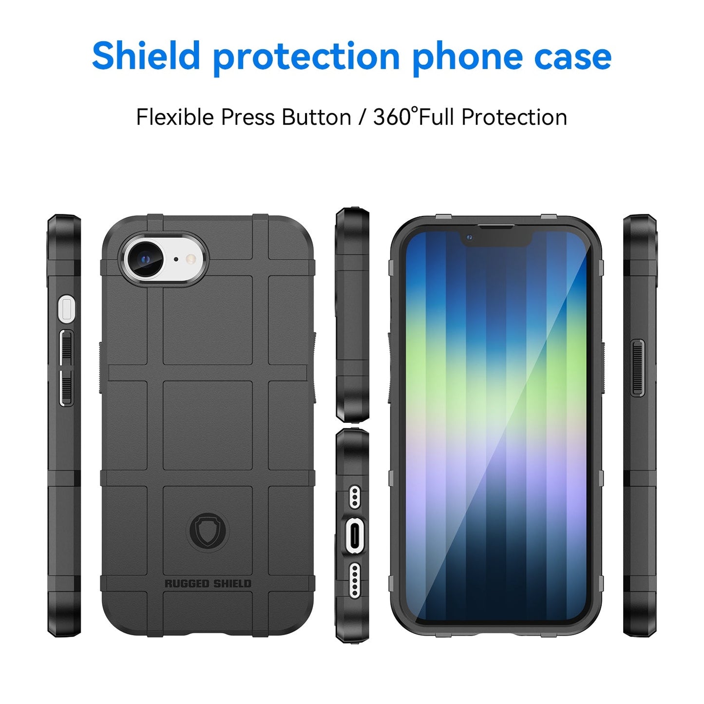 For iPhone 16e Full Coverage Shockproof TPU Phone Case(Black)