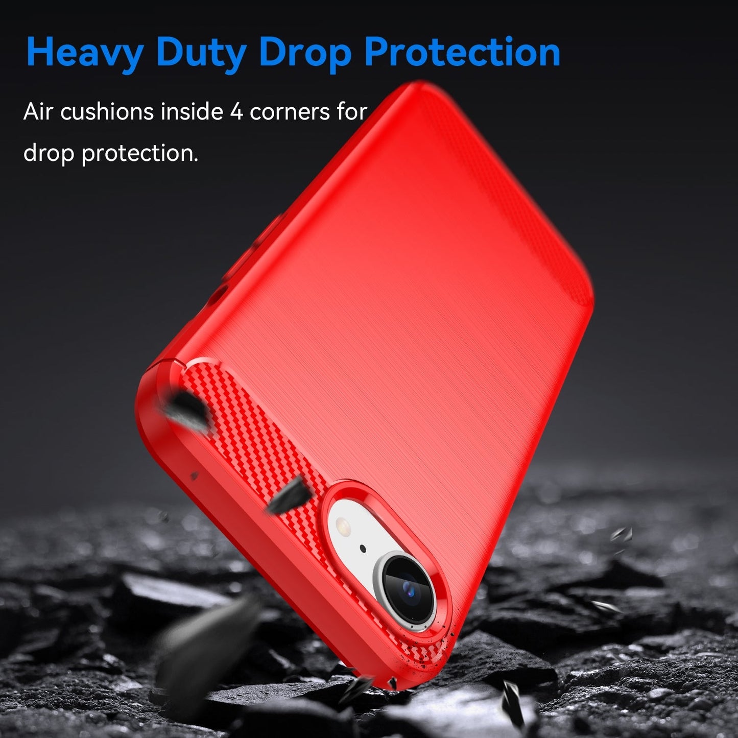 For iPhone 16e Brushed Texture Carbon Fiber TPU Phone Case(Red)