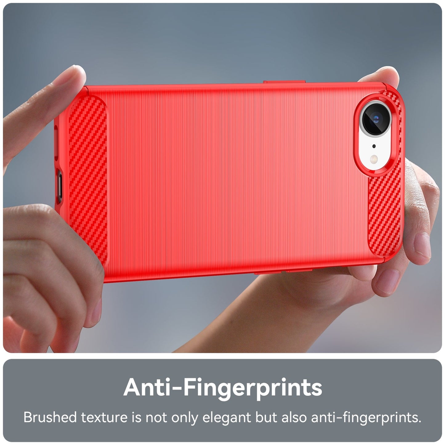 For iPhone 16e Brushed Texture Carbon Fiber TPU Phone Case(Red)
