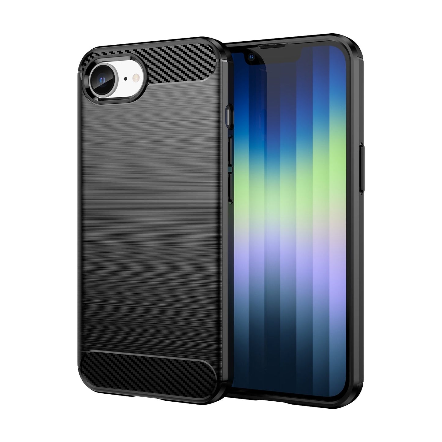 For iPhone 16e Brushed Texture Carbon Fiber TPU Phone Case(Black)