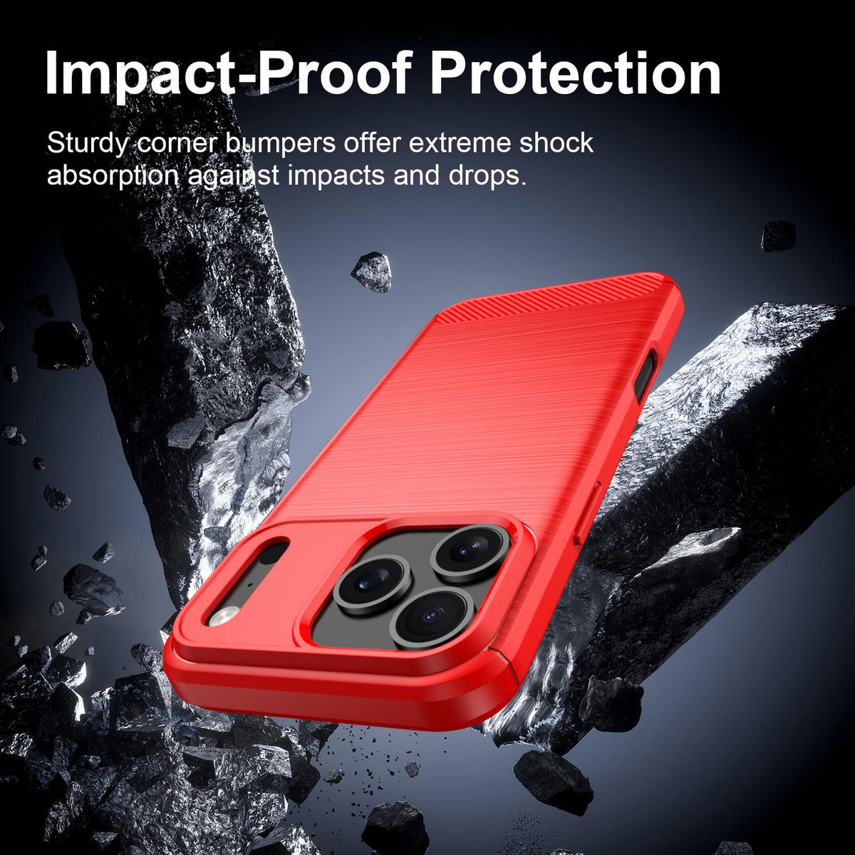 Compatible with iPhone 18 Pro Max Brushed Texture Carbon Fiber TPU Phone Case - Red