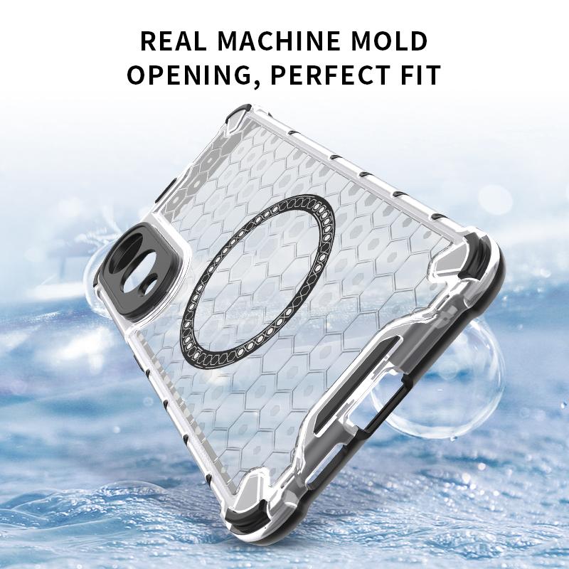 For Samsung Galaxy S25 Edge 5G Honeycomb Magnetic Ring Shockproof Phone Case(White)